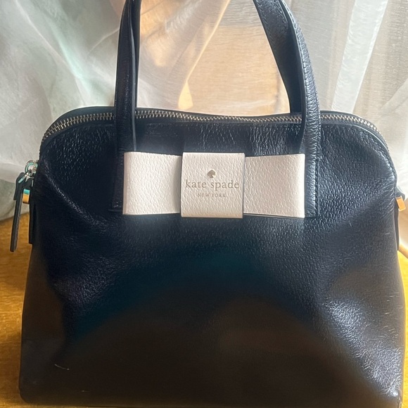 Kate Spade Black Satchel with White Bow Accent - Picture 1 of 9